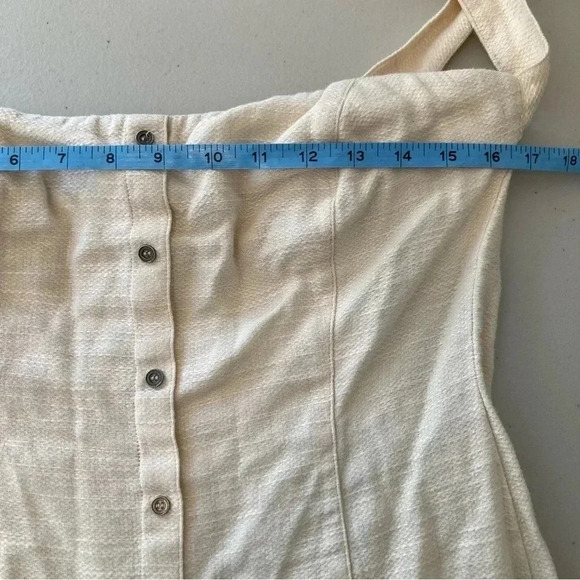Astr Aracelli Off The Shoulder Linen Mini Dress Size L Cream Color Front Buttons - Picture 12 of 13